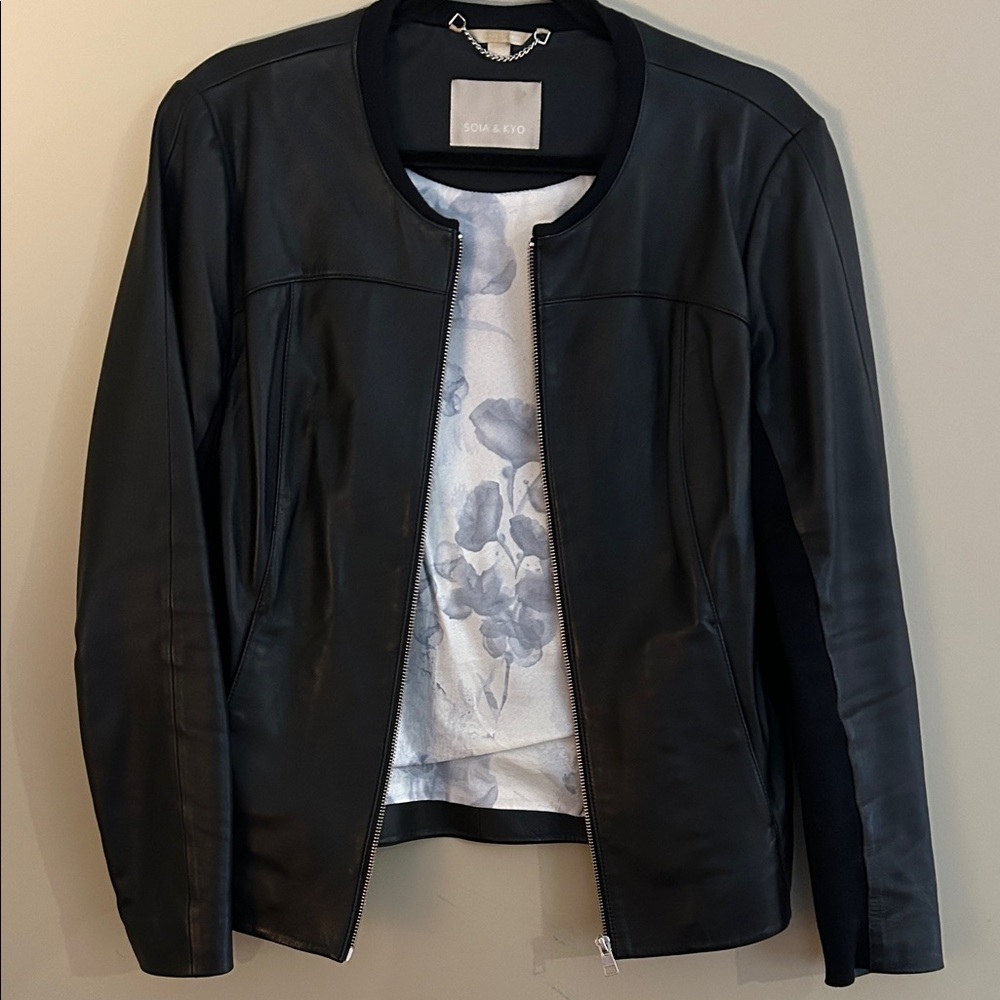 Soia & Kyo Genuine Lambskin Black Leather Jacket Size large